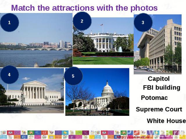 Match the attractions with the photos