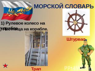 МОРСКОЙ СЛОВАРЬ1) Рулевое колесо на корабле. 2) Лестница на корабле.