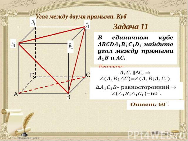 Угол между двумя прямыми. Куб