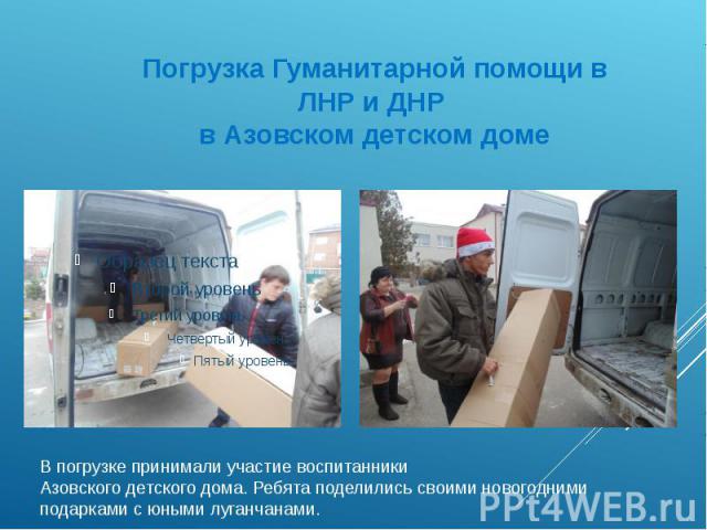 Погрузка Гуманитарной помощи в ЛНР и ДНР в Азовском детском доме