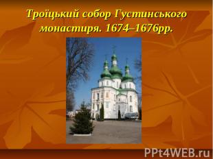 Троїцький собор Густинського монастиря. 1674–1676рр.
