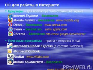 Браузеры – для просмотра Web-страниц на экране Internet Explorer – бесплатно Moz