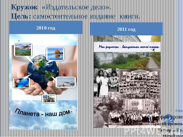 Кружок «Издательское дело». Цель: самостоятельное издание книги. 2010 год