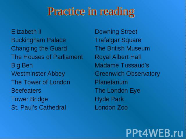 Practice in reading