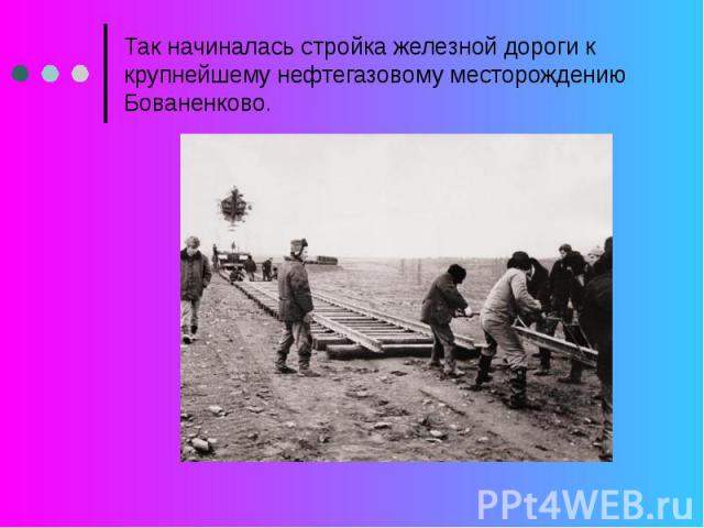 Так начиналась стройка железной дороги к крупнейшему нефтегазовому месторождению Бованенково.