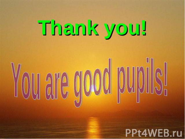 Thank you! You are good pupils!