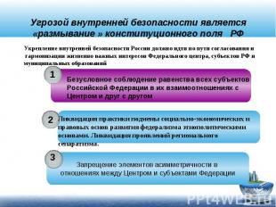 Угрозой внутренней безопасности является «размывание » конституционного поля РФУ