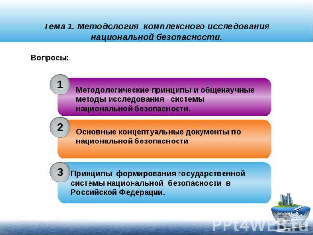 Тема 1. Методология комплексного исследования национальной безопасности.Методологические принципы и общенаучные методы исследования системы национальной безопасности. Основные концептуальные документы по национальной безопасности Принципы формирован…