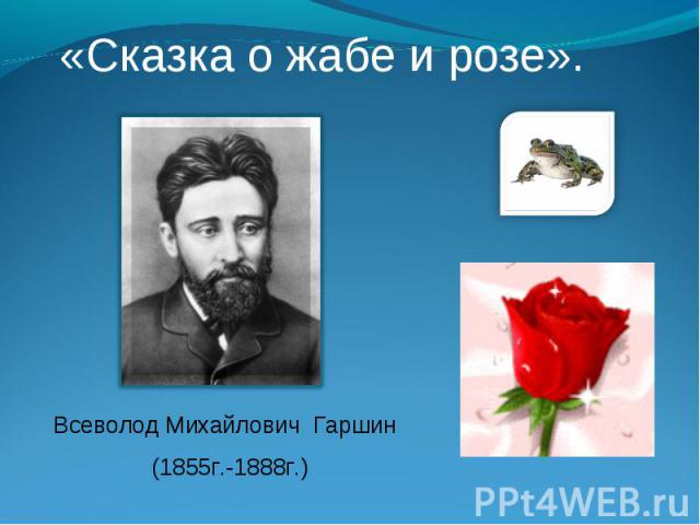 «Сказка о жабе и розе». Всеволод Михайлович Гаршин (1855г.-1888г.)