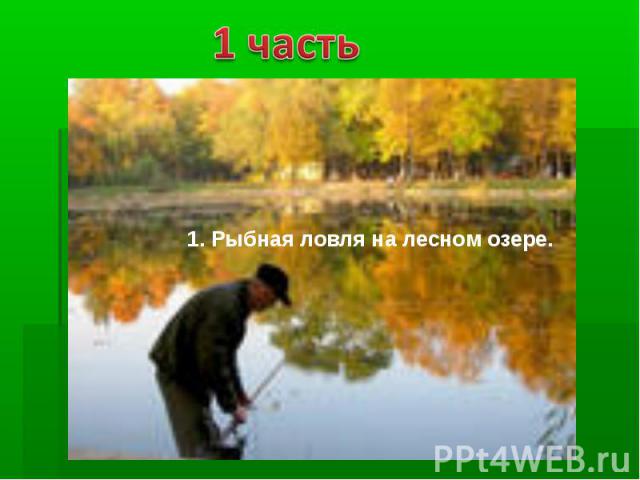 1. Рыбная ловля на лесном озере.