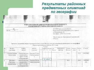 Результаты районных предметных олимпиад по географии