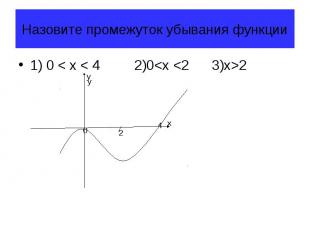 Назовите промежуток убывания функции 1) 0 < x < 4 2)0
