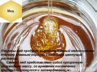 Пчелины мед продукт, вырабатываемый медоносными пчелами главным образом из некта