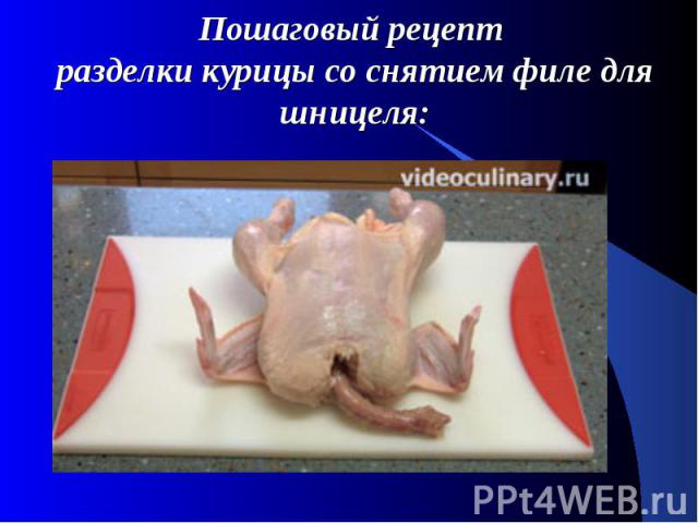 Пошаговый рецепт разделки курицы со снятием филе для шницеля:
