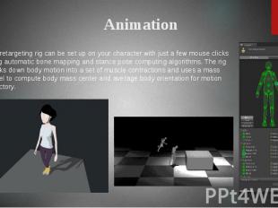 Animation The retargeting rig can be set up on your character with just a few mo