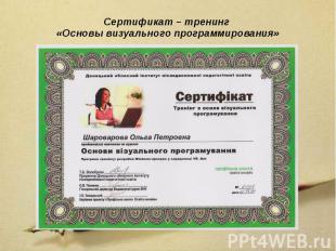 Сертификат – тренинг «Основы визуального программирования»
