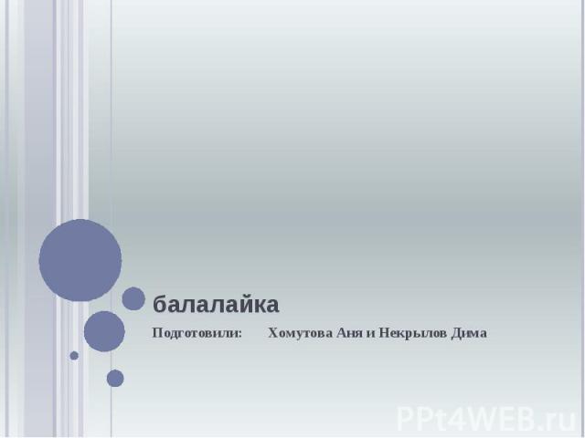 балалайка Подготовили: Хомутова Аня и Некрылов Дима