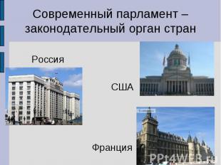 Современный парламент – законодательный орган стран Россия США Франция