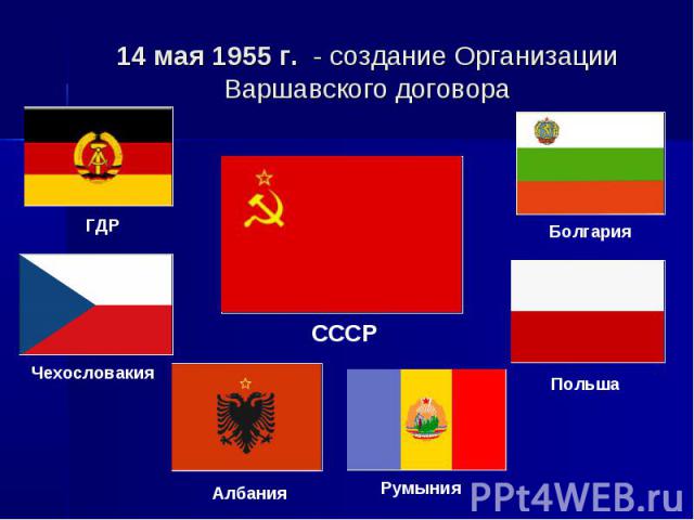 14 мая 1955 г. - создание Организации Варшавского договора