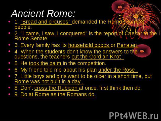 Ancient Rome: 1. 