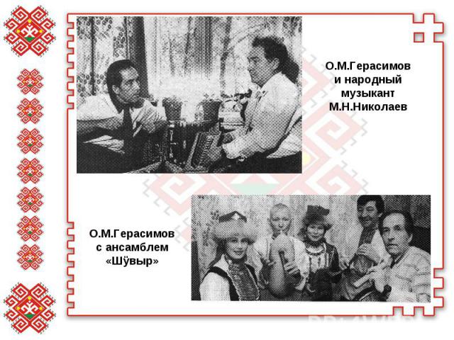 О.М.Герасимов и народный музыкант М.Н.Николаев О.М.Герасимов с ансамблем «Шÿвыр»