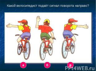 Какой велосипедист подаёт сигнал поворота направо?