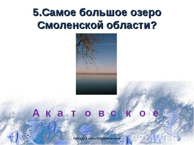 5.Самое большое озеро Смоленской области?