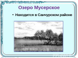 Озеро Мусерское Находится в Санчурском районе
