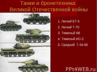 Танки и бронетехника Великой Отечественной войны Легкий БТ-5 Легкий Т-70 Тяжелый