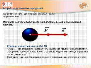 Второй закон Ньютона определяет: как движется тело, если на него действует сила?