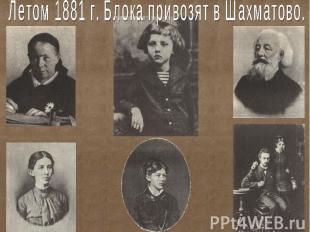 Летом 1881 г. Блока привозят в Шахматово.