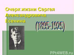 Очерк жизни Сергея Александровича Есенина (1895-1925)