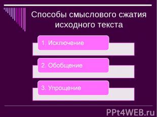 Способы смыслового сжатия исходного текста