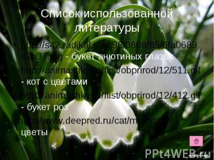 Список использованной литературы http://s42.radikal.ru/i098/0808/85/6fa068982b37