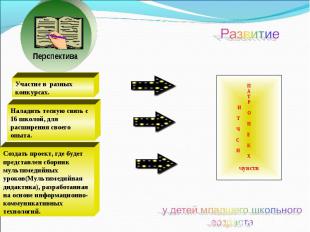 Участие в разных конкурсах. Наладить тесную связь с 16 школой, для расширения св