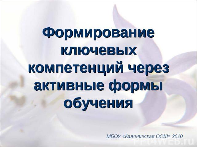 Формирование ключевых компетенций через активные формы обучения МБОУ «Калининская ООШ» 2010