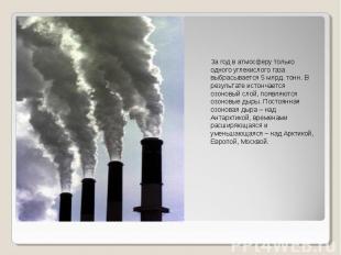 За год в атмосферу только одного углекислого газа выбрасывается 5 млрд. тонн. В
