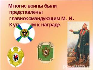 Многие воины были представлены главнокомандующим М. И. Кутузовым к награде.