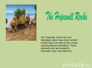 The Hopewell Rocks are rock formations which have been eroded at their base over