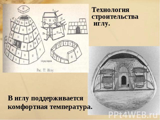 Технология строительства иглу. В иглу поддерживается комфортная температура.