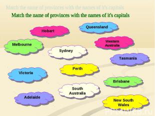 Match the name of provinces with the names of it's capitals