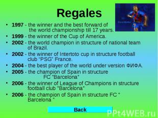 Regales 1997 - the winner and the best forward of the world championship till 17