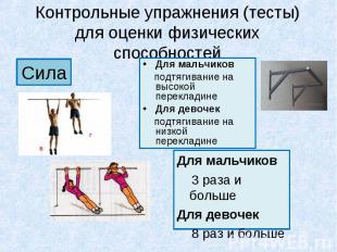 Контрольные упражнения (тесты) для оценки физических способностей Для мальчиков