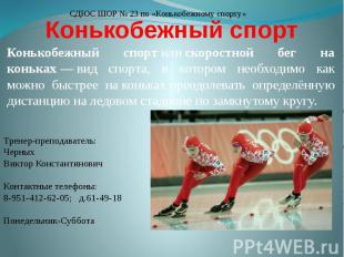 Конькобежный спорт Конькобежный спорт&nbsp;или&nbsp;скоростной бег на коньках&nb