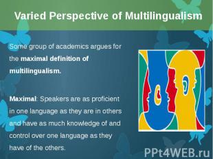 Some group of academics argues for the maximal definition of multilingualism. So