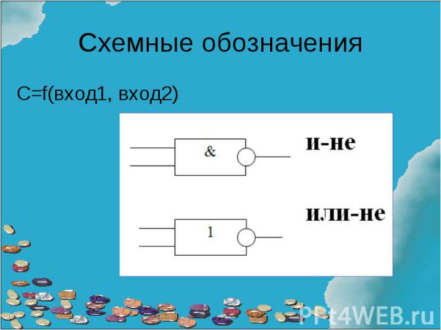 Схемные обозначения С=f(вход1, вход2)