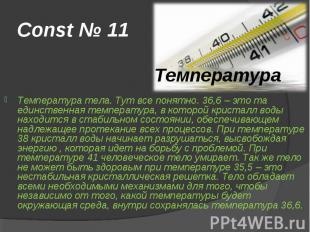 Const № 11 Температура тела. Тут все понятно. 36,6 – это та единственная темпера
