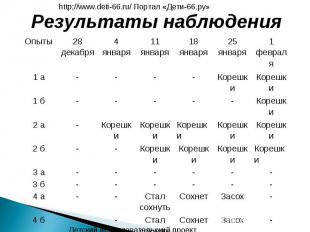 http;//www.deti-66.ru/ Портал «Дети-66.ру» Результаты наблюдения