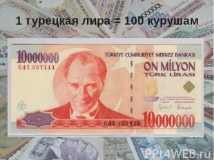 1 турецкая лира = 100 курушам