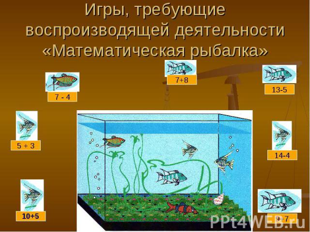 Игры, требующие воспроизводящей деятельности«Математическая рыбалка»